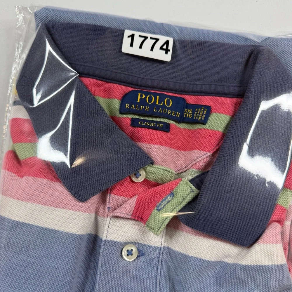 Polo Ralph Lauren Polo Shirt Mens XXL Color Block Ombre Stripe Classic Fit Pique